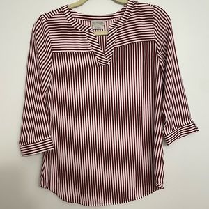 Burgundy and white stripped shirt